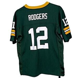 NFL Players Green Bay Packers #12 Aaron Rodgers Jersey Youth Lg (14-16) Green